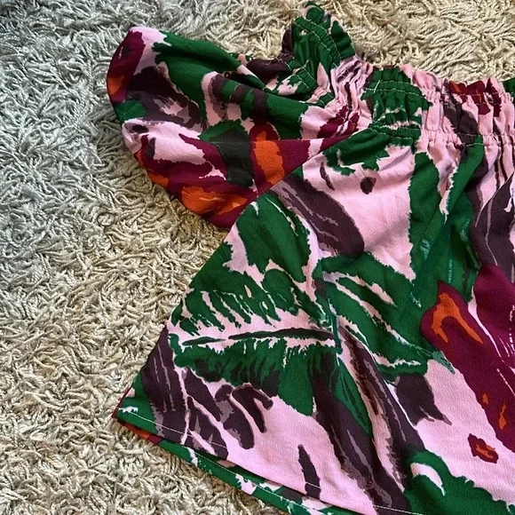 ASOS Y2K Cottagecore Boho Tropical Romantic Off The Shoulder Floral Blouse Sz16 - Picture 7 of 9